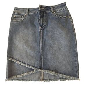 Inc International Concepts Womens Fray Trim Tulip Hem Denim Skirt Blue Size 2